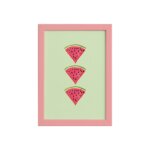 Quadro Decorativo MDF Melancia Trio Moldura Rosa 22x32cm