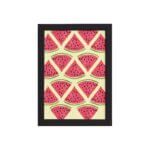 Quadro Decorativo MDF Melancia Pedaços Moldura Preta 22x32cm