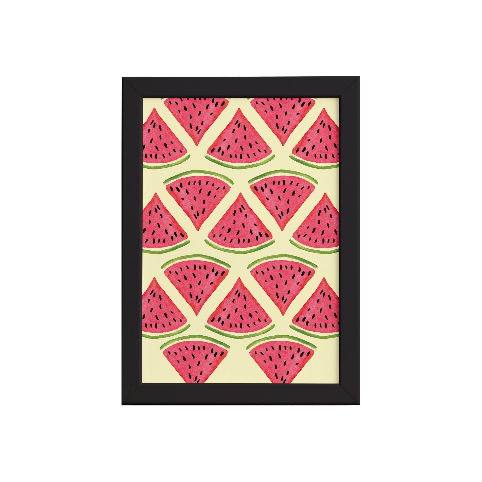 Quadro Decorativo MDF Melancia Pedaços Moldura Preta 33x43cm