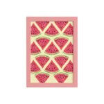 Quadro Decorativo MDF Melancia Pedaços Moldura Rosa 22x32cm