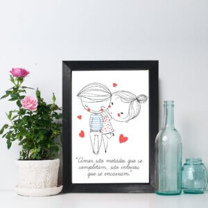 Quadro para Quarto Frase Namorados Moldura Preta