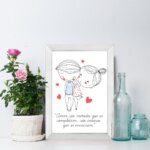 Quadro para Quarto Frase Namorados Moldura Branca 33x43cm