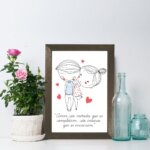 Quadro para Quarto Frase Namorados Moldura Marrom 22x32cm