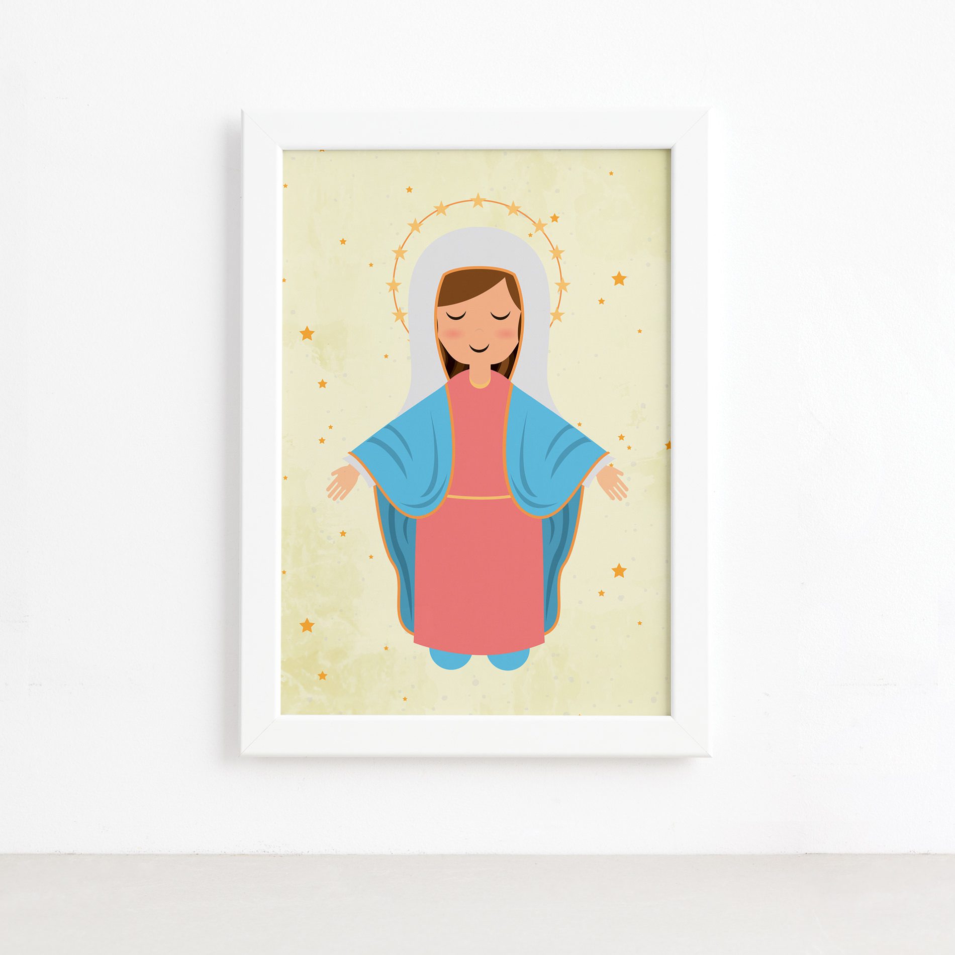 Quadro Nossa Senhora da Assunção Moldura Branca 22x32cm,Quadro Nossa Senhora da Assunção Moldura Branca 22x32cm