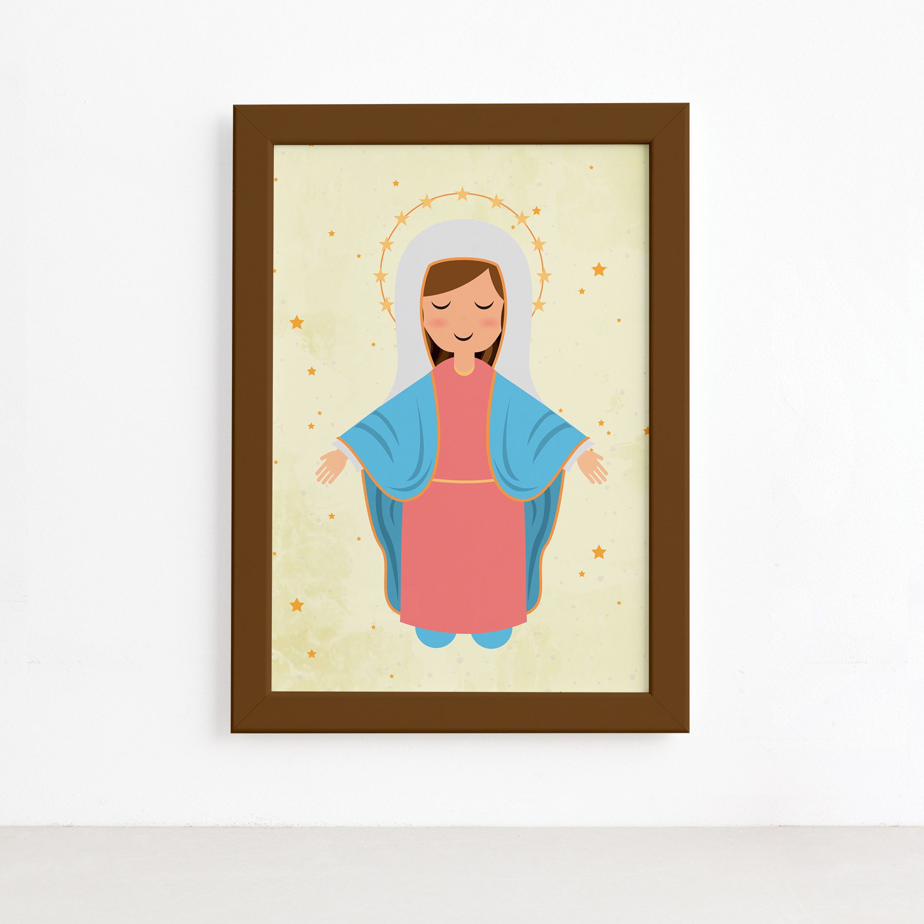 Quadro Nossa Senhora da Assunção Moldura Marrom 22x32cm,Quadro Nossa Senhora da Assunção Moldura Marrom 22x32cm