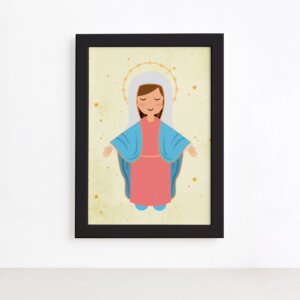 Quadro Nossa Senhora da Assunção Moldura Preta 22x32cm,Quadro Nossa Senhora da Assunção Moldura Preta 22x32cm