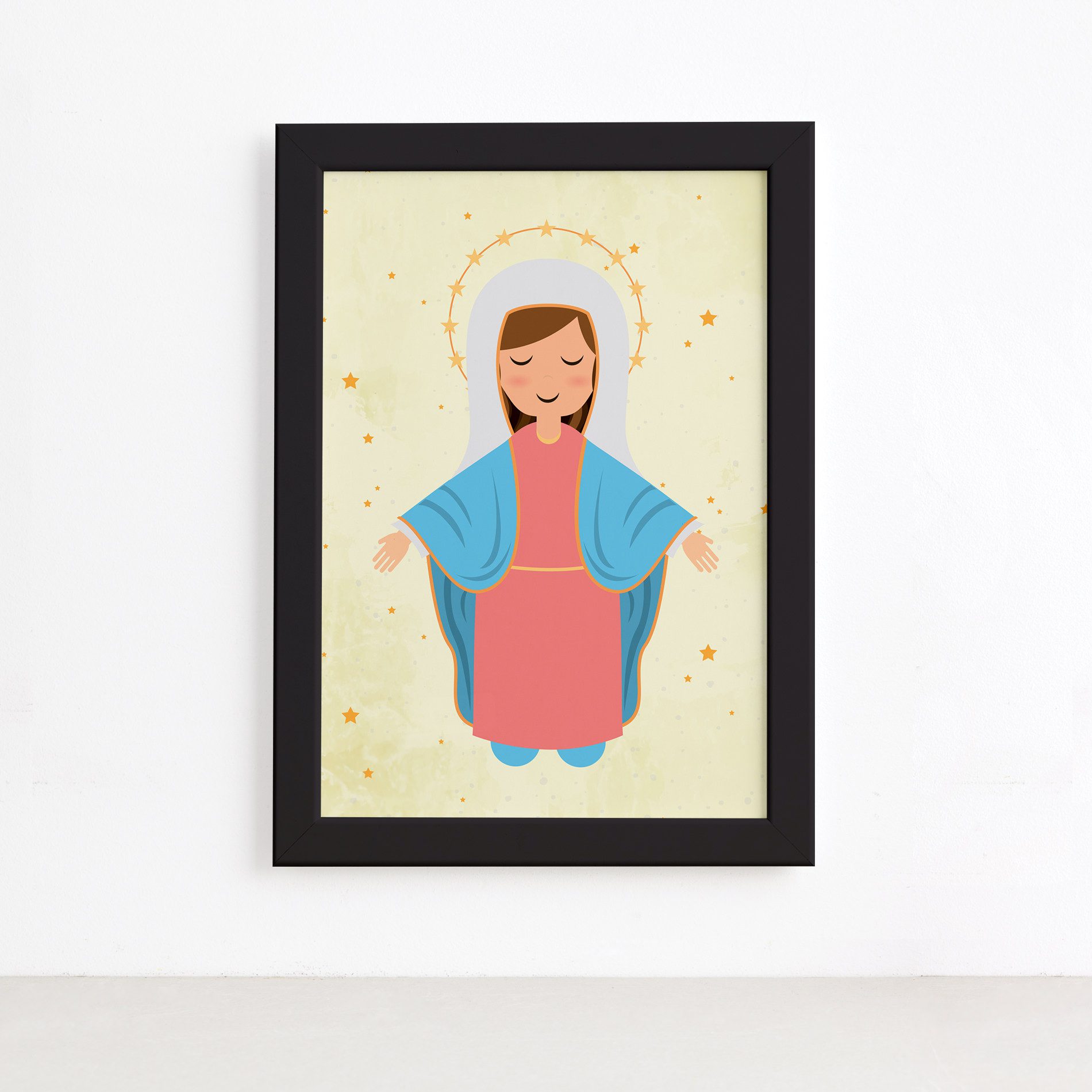 Quadro Nossa Senhora da Assunção Moldura Preta 22x32cm,Quadro Nossa Senhora da Assunção Moldura Preta 22x32cm