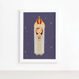 Quadro Nossa Senhora de Fátima Moldura Branca 22x32cm,Quadro Nossa Senhora de Fátima Moldura Branca 22x32cm