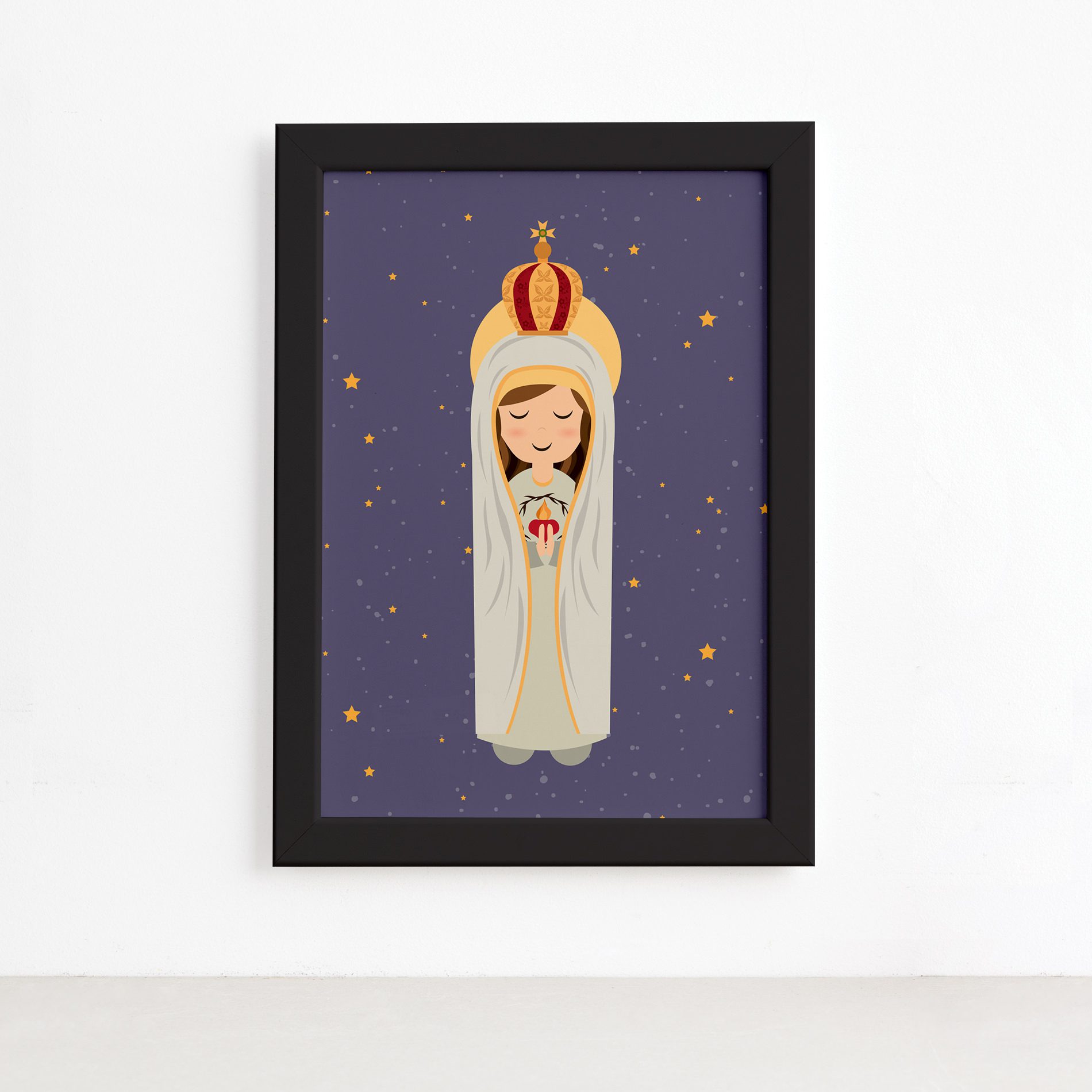 Quadro Nossa Senhora de Fátima Moldura Preta 22x32cm,Quadro Nossa Senhora de Fátima Moldura Preta 22x32cm