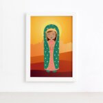Quadro Nossa Senhora de Guadalupe Moldura Branca 22x32cm