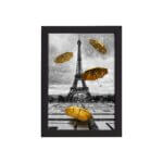Quadro Paris Torre Eiffel Detalhe Amarelo Moldura Preta 33x43