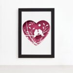 Quadro Animais Pássaros e Coração Moldura Preta 22x32cm