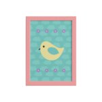 Quadro Infantil Passarinhos Moldura Rosa 22x32cm