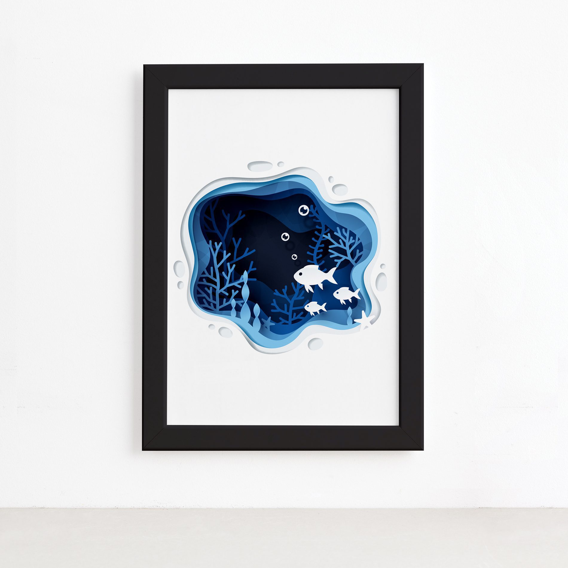 Quadro Animais Peixes Moldura Preta 22x32cm,Quadro Animais Peixes Moldura Preta 22x32cm