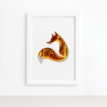 Quadro Animais Raposa Moldura Branca 22x32cm