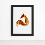 Quadro Animais Raposa Moldura Preta 22x32cm