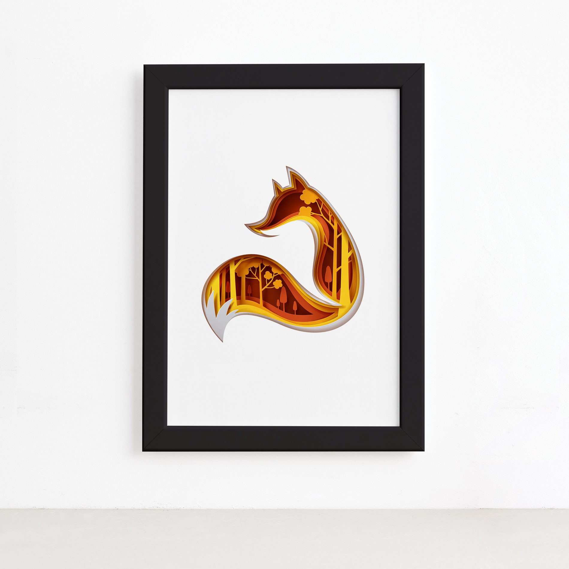 Quadro Animais Raposa Moldura Preta 22x32cm,Quadro Animais Raposa Moldura Preta 22x32cm