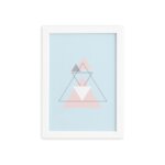 Quadro Minimalista Triângulos Moldura Branca 22x32cm