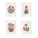 Quadros Vintage Marinha Moldura Branca 33x43cm Kit 4un