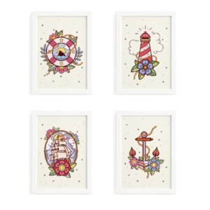 Quadros Vintage Marinha Moldura Branca