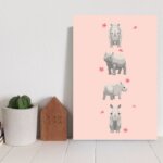 Placa Decorativa MDF Infantil Quarteto Rinoceronte 30x40cm