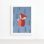 Quadro para Quarto de Bebê Raposinha 3 22x32cm Mold Branca