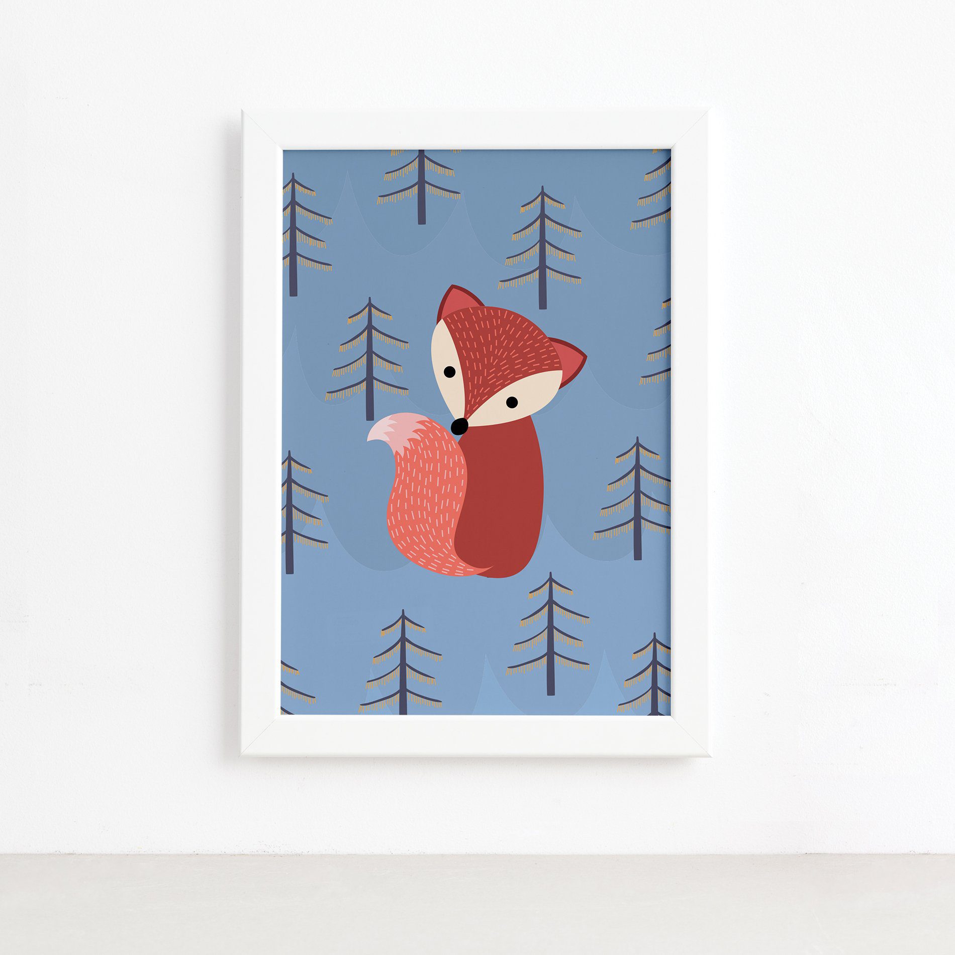 Quadro para Quarto de Bebê Raposinha 3 33x43cm Mold Branca