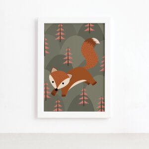 Quadro para Quarto de Bebê Raposinha 1 33x43cm Mold Branca