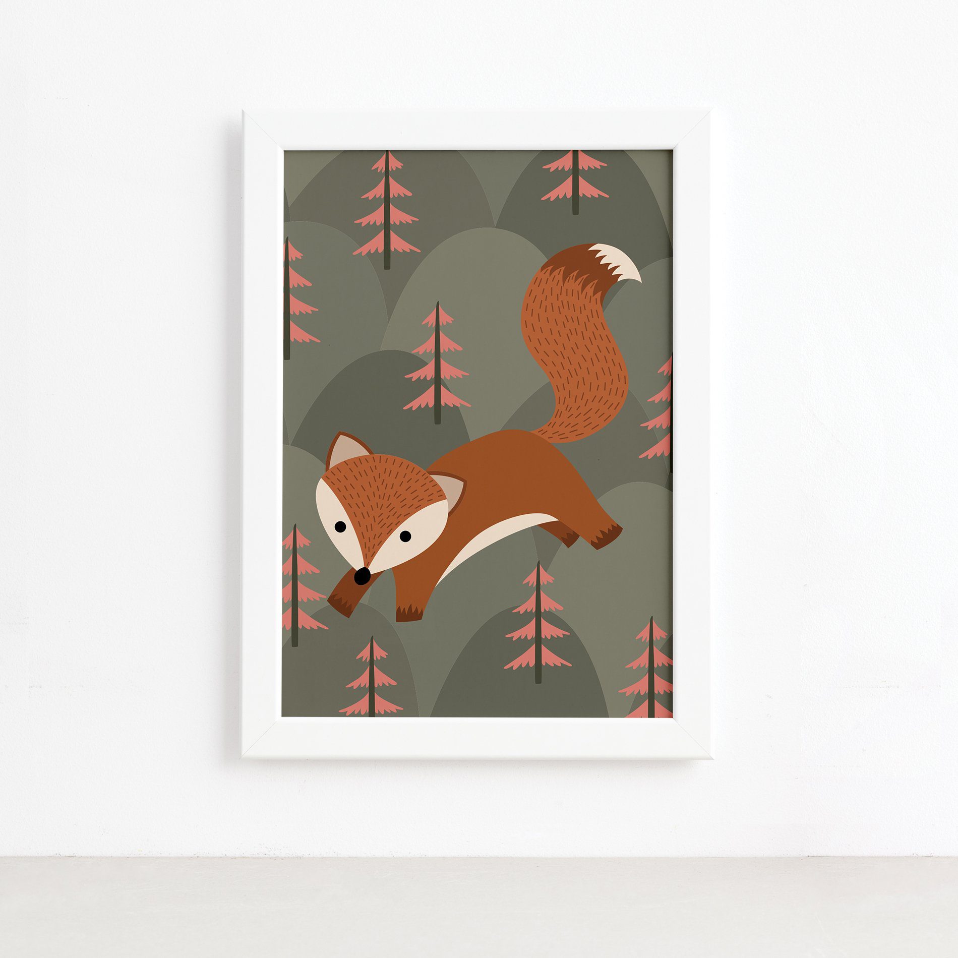 Quadro para Quarto de Bebê Raposinha 1 33x43cm Mold Branca