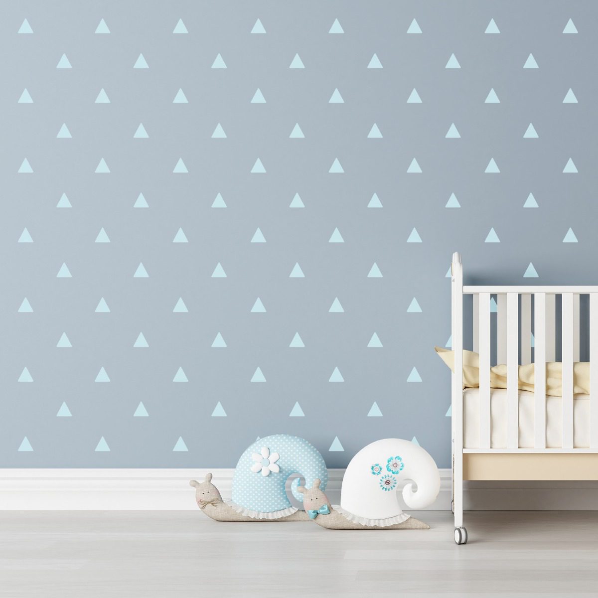 Adesivo de Triângulos 168un Azul Bebê Fosco Cobre 6m²