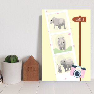 Placa Decorativa MDF Infantil Rinoceronte Fotografia 20x30cm