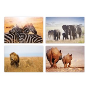 Placas Decorativas Animais Safari para Sala 20x30cm Kit 4un