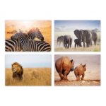 Placas Decorativas Animais Safari para Sala 30x40cm Kit 4un