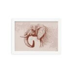Quadro para Sala Safari Elefante Moldura Branca 22x32cm