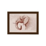 Quadro para Sala Safari Elefante Moldura Marrom 22x32cm
