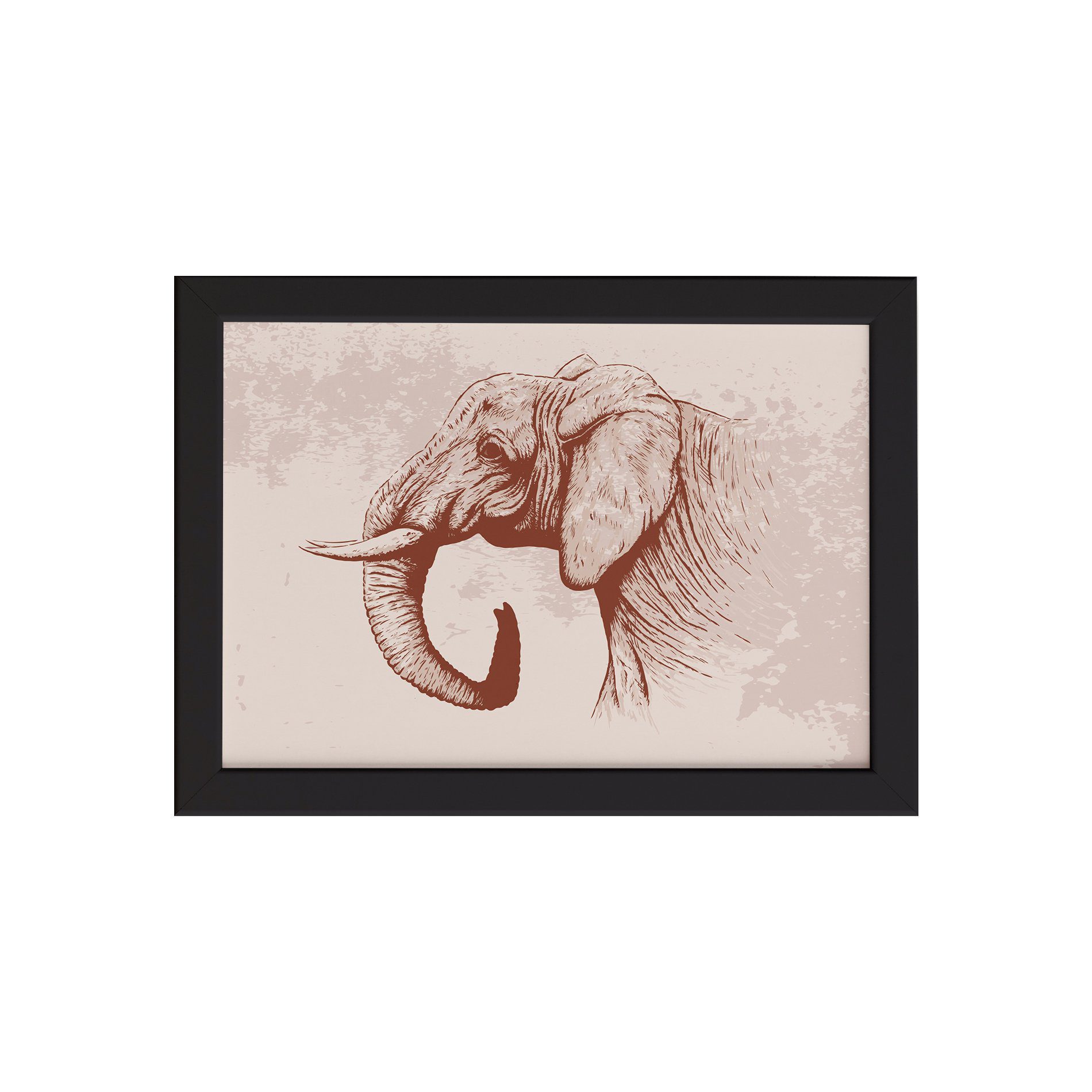 Quadro para Sala Safari Elefante Moldura Preta