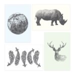 Placas Decorativas Animais Safari Geométrico 20x30cm Kit 4un