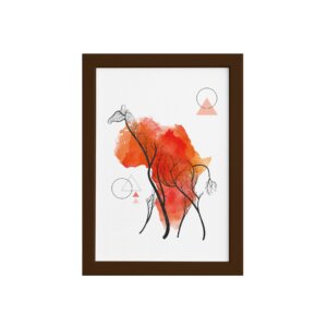 Quadro Minimalista Safari Girafa África Moldura Marrom