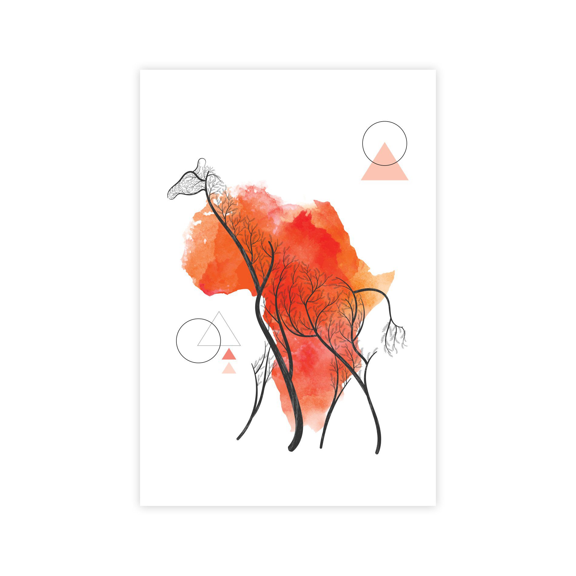 Placa Decoração Minimalista Safari Girafa África 30x40cm