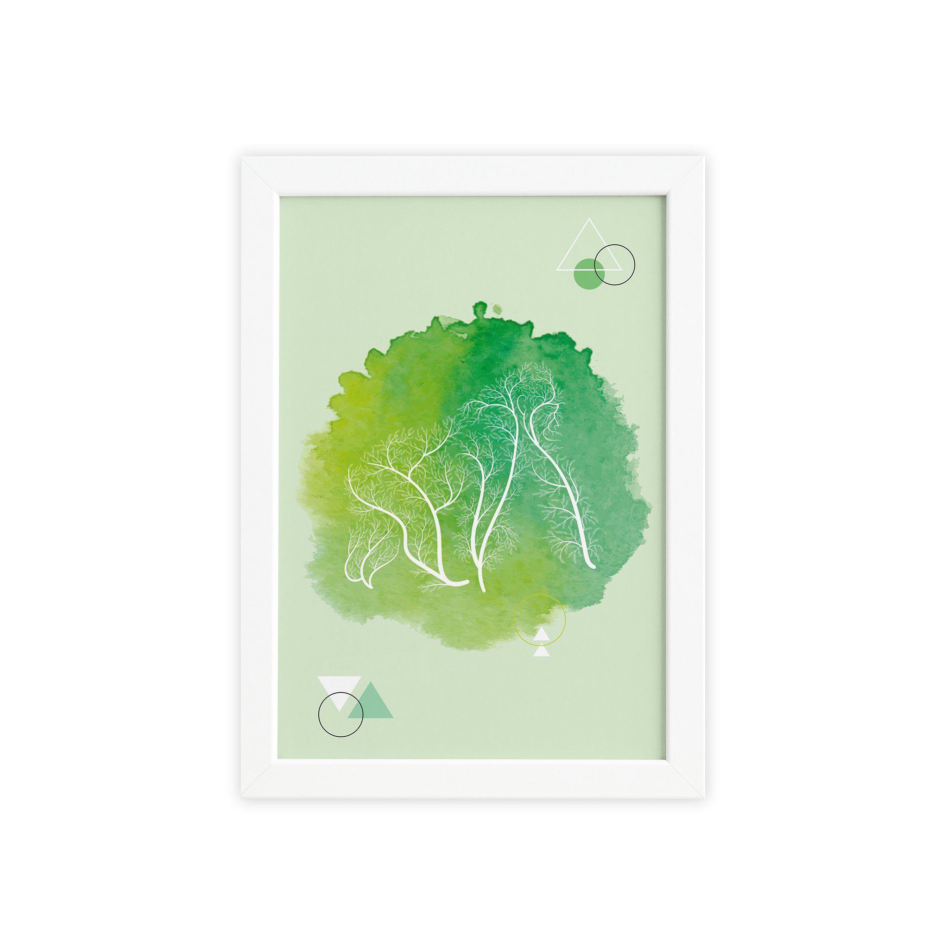 Quadro Minimalista Safari Gorila Verde Moldura Branca
