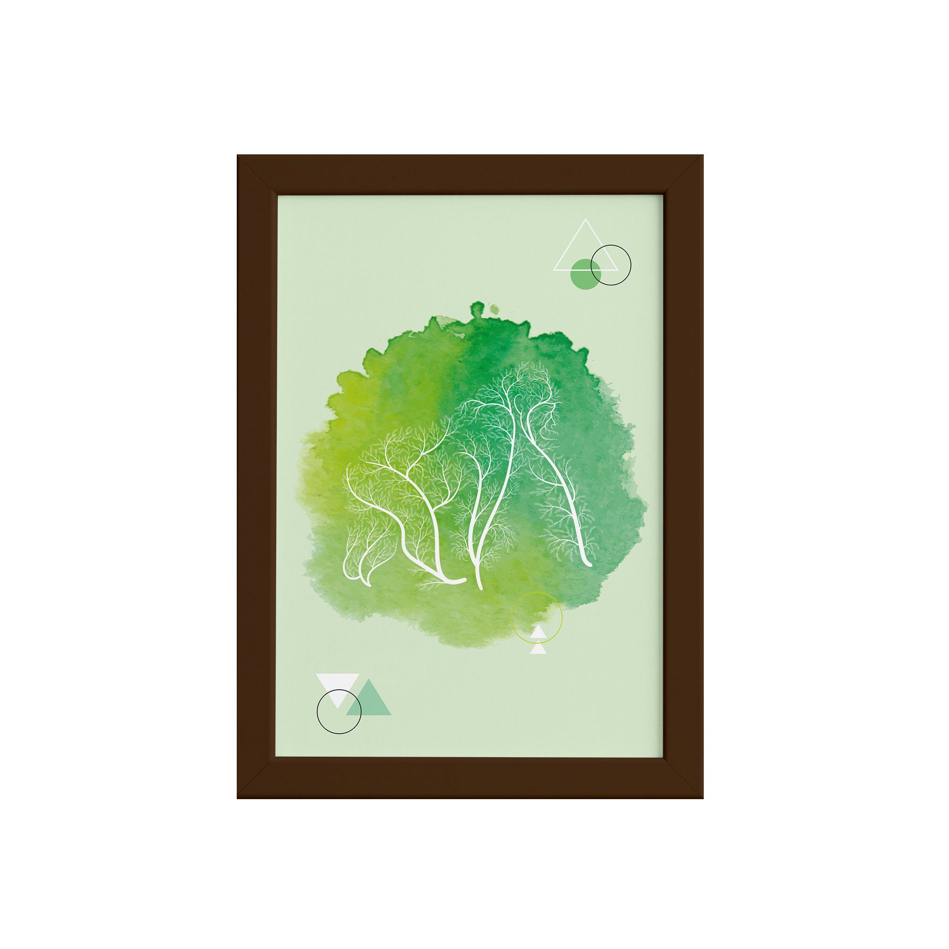 Quadro Minimalista Safari Gorila Verde Moldura Marrom