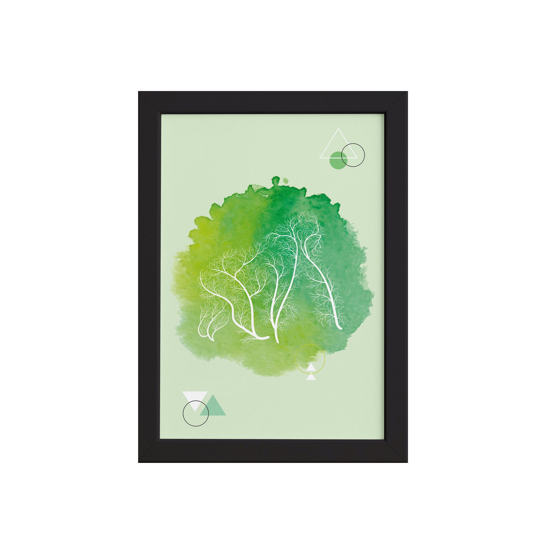 Quadro Minimalista Safari Gorila Verde Moldura Preta 