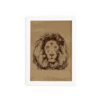 Quadro para Sala Safari Leão Moldura Branca 22x32cm