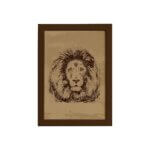 Quadro para Sala Safari Leão Moldura Marrom 22x32cm