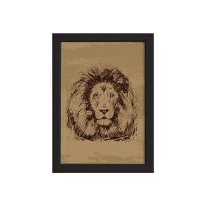 Quadro para Sala Safari Leão Moldura Preta