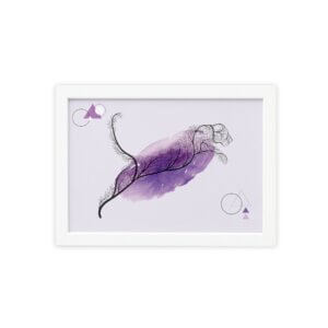 Quadro Minimalista Safari Onça Lilás Moldura Branca