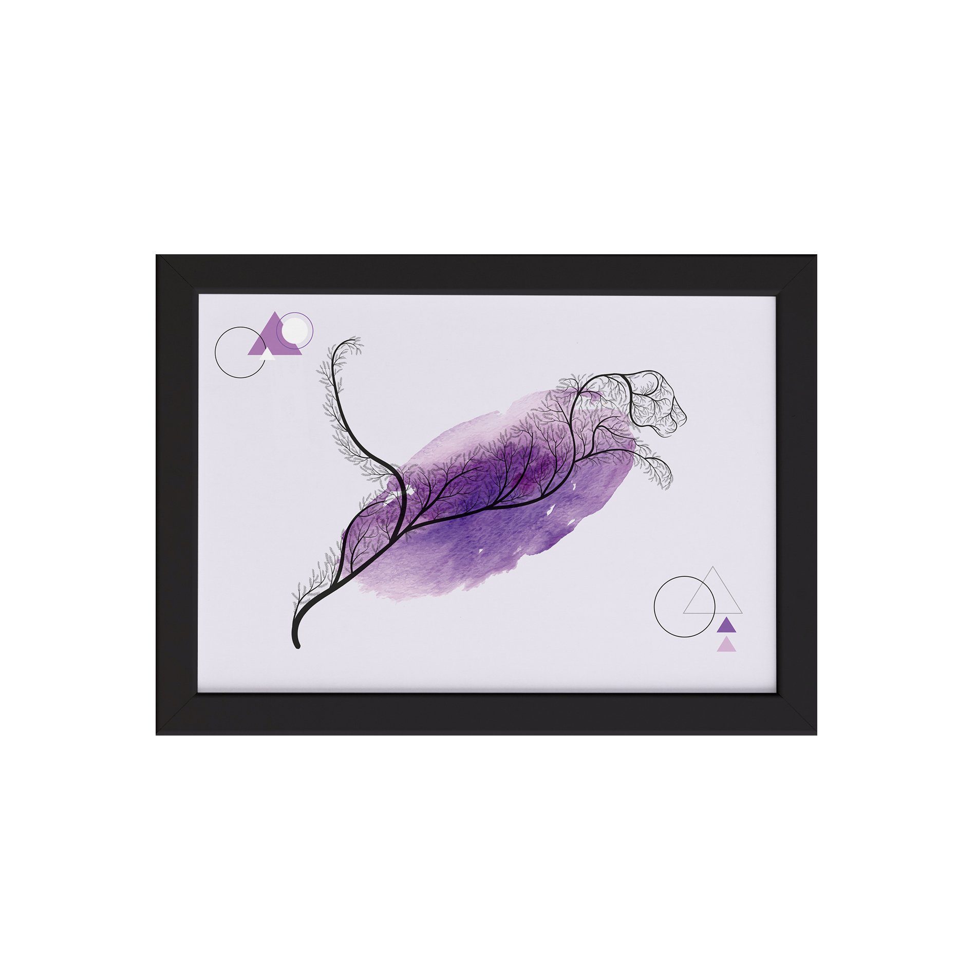 Quadro Minimalista Safari Onça Lilás Moldura Preta