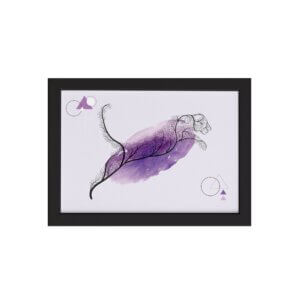 Quadro Minimalista Safari Onça Lilás Moldura Preta