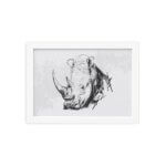Quadro para Sala Safari Rinoceronte Moldura Branca 33x43cm