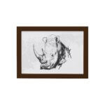Quadro para Sala Safari Rinoceronte Moldura Marrom 22x32cm